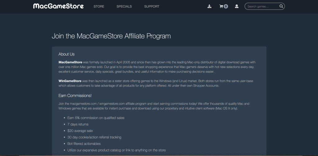 MacGameStore Affiliate Program