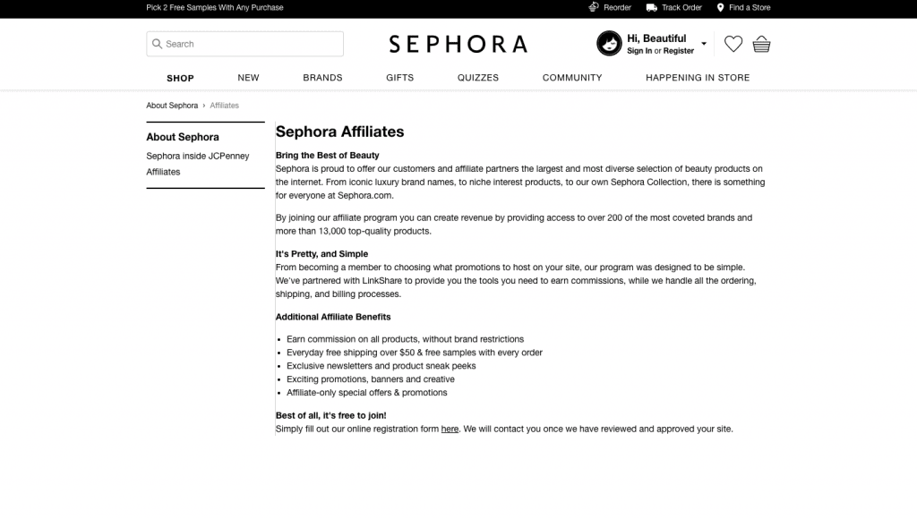 sephora affiliate program